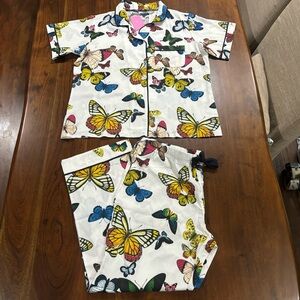 New! Katie Kime Butterfly Metamorphosis Pant Pajama Set Spring Monarch Sz XL